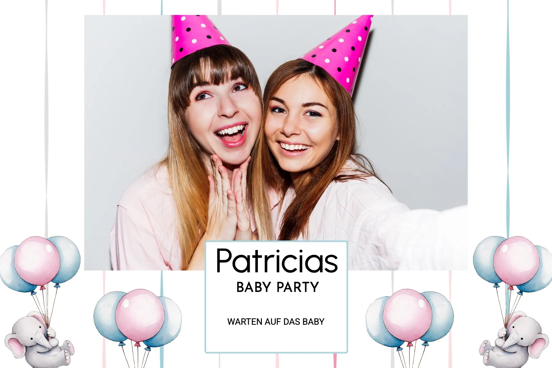 Fotobox Layout Babyglück im Standard-Format – Zartes Pastelldesign für die Babyparty mit verspielten Elementen