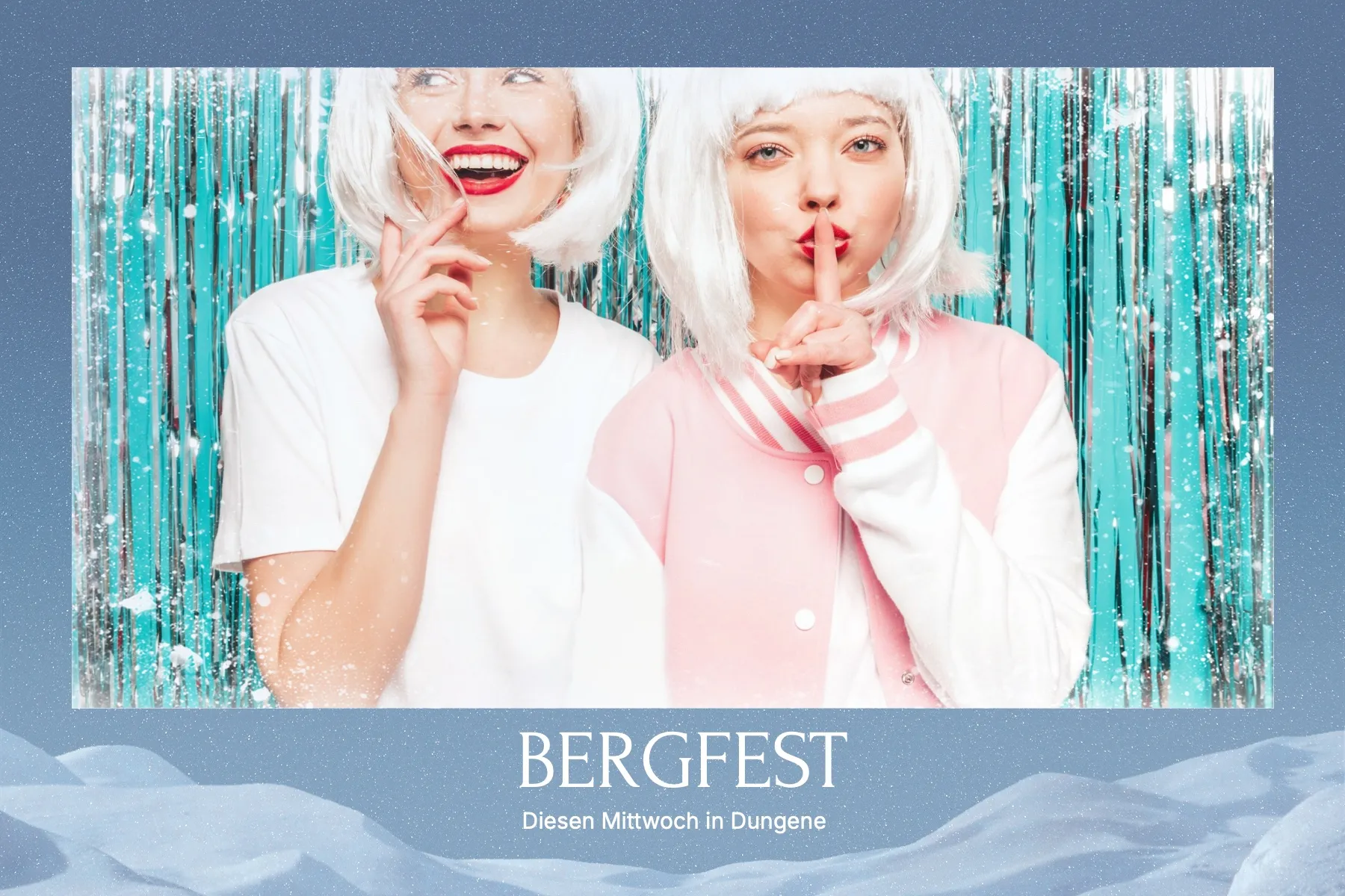 Fotobox Layout Bergfest im Standard-Format – Rustikales Alpendesign mit Bergpanorama für zünftige Feiern
