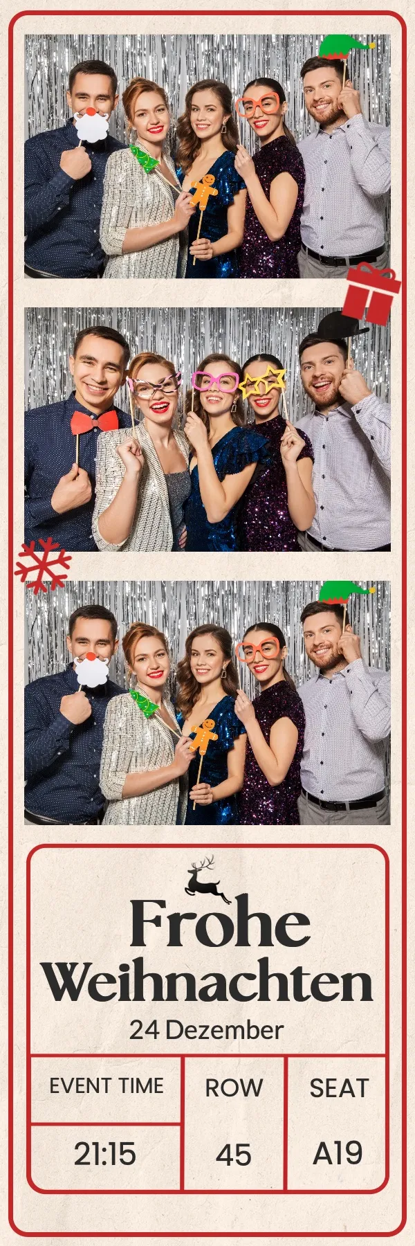 Fotobox Layout Jahreswechsel im Streifen-Format – Festliches Design für Weihnachten und den Jahreswechsel