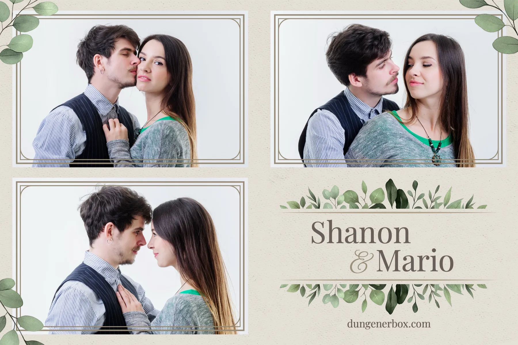 Fotobox Layout Gwendolyn im Standard-Format – Verspieltes Hochzeitsdesign mit verschnörkelter Kalligrafie