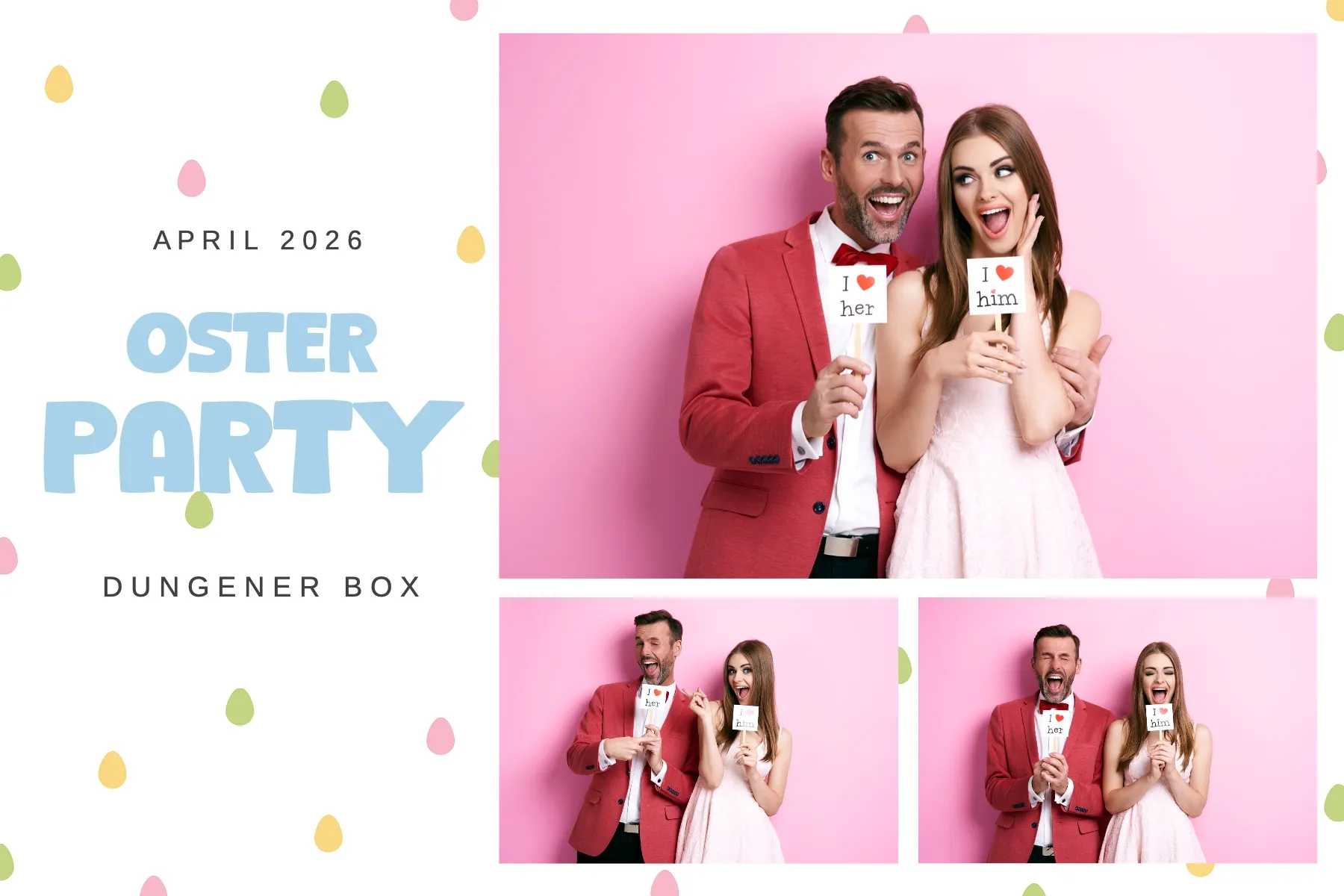 Fotobox Layout Osterhäschen im Standard-Format – Niedliches Osterdesign mit Häschen und Frühlingsblumen