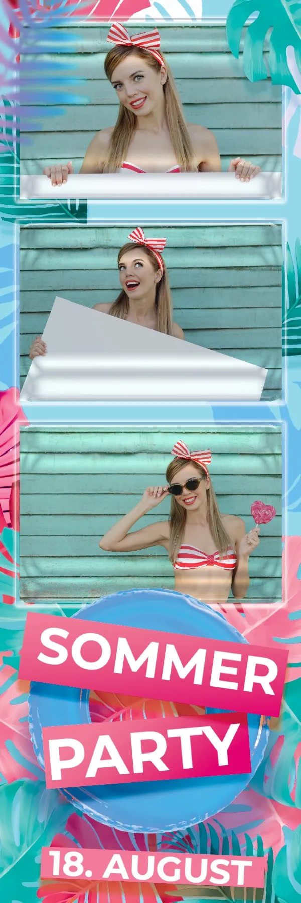 Fotobox Layout Sommer Modern im Streifen-Format – Modernes Sommerdesign mit grafischen Mustern und frischen Farben