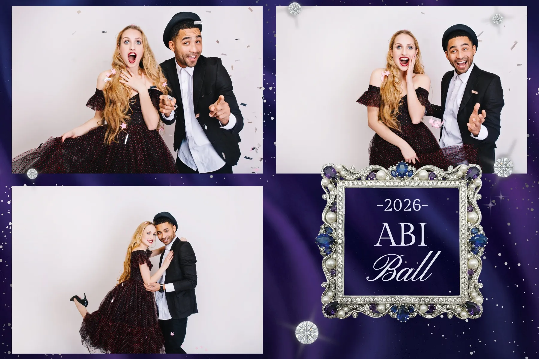Fotobox Layout Abschlussball Elegant im Standard-Format – Schickes Balldesign mit Glitzer und edler Typografie