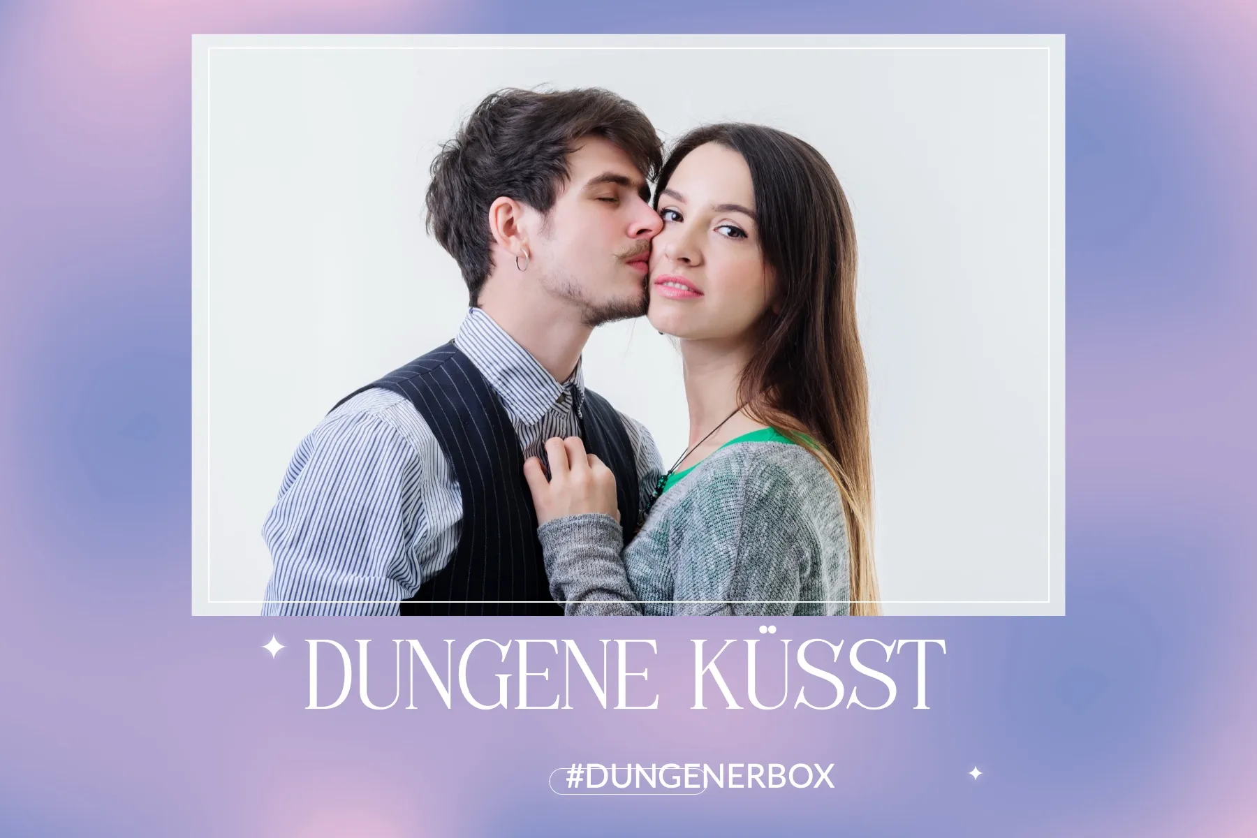 Fotobox Layout Liebesbriefe im Standard-Format – Verträumtes Lila-Rosa-Design mit 3D-Herzballon und Glitzersternen für romantische Anlässe