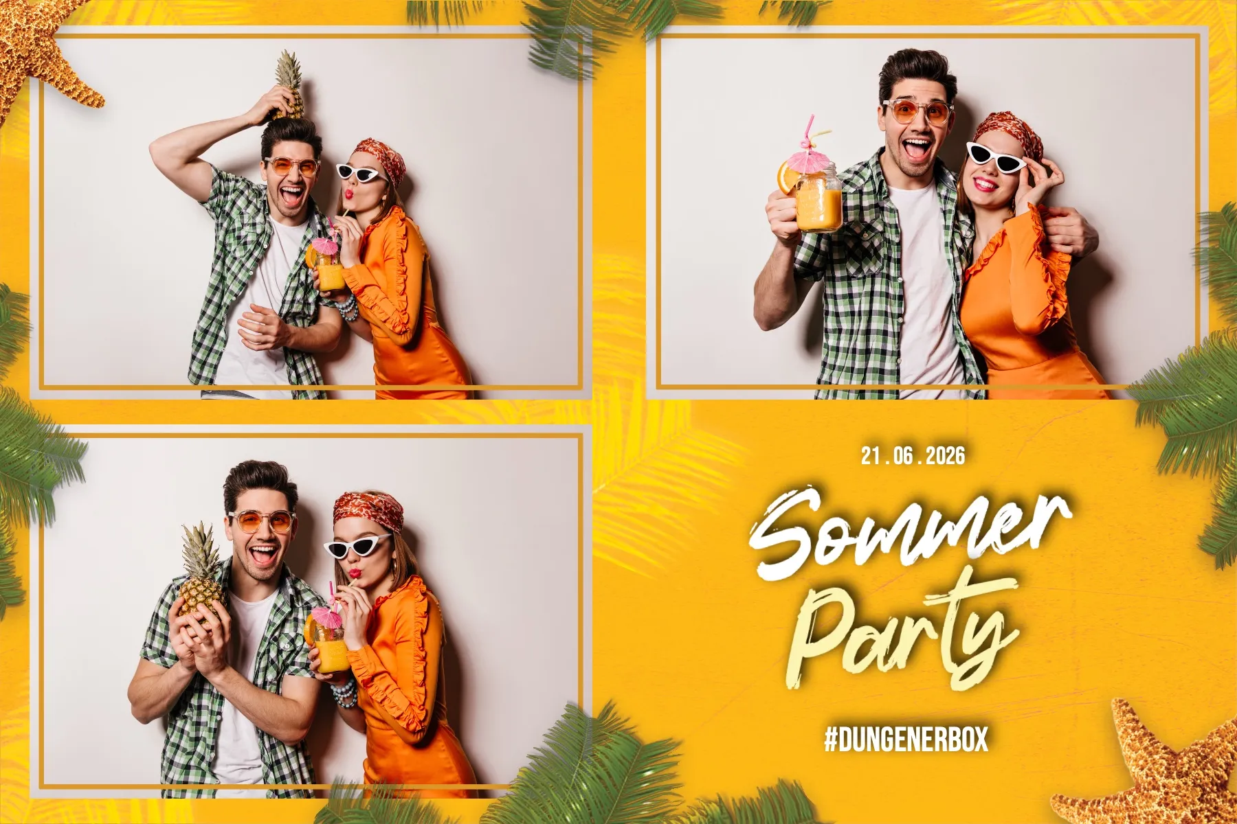 Fotobox Layout Neon-Sommer im Standard-Format – Knalliges Sommerdesign mit Neonfarben und Party-Vibes