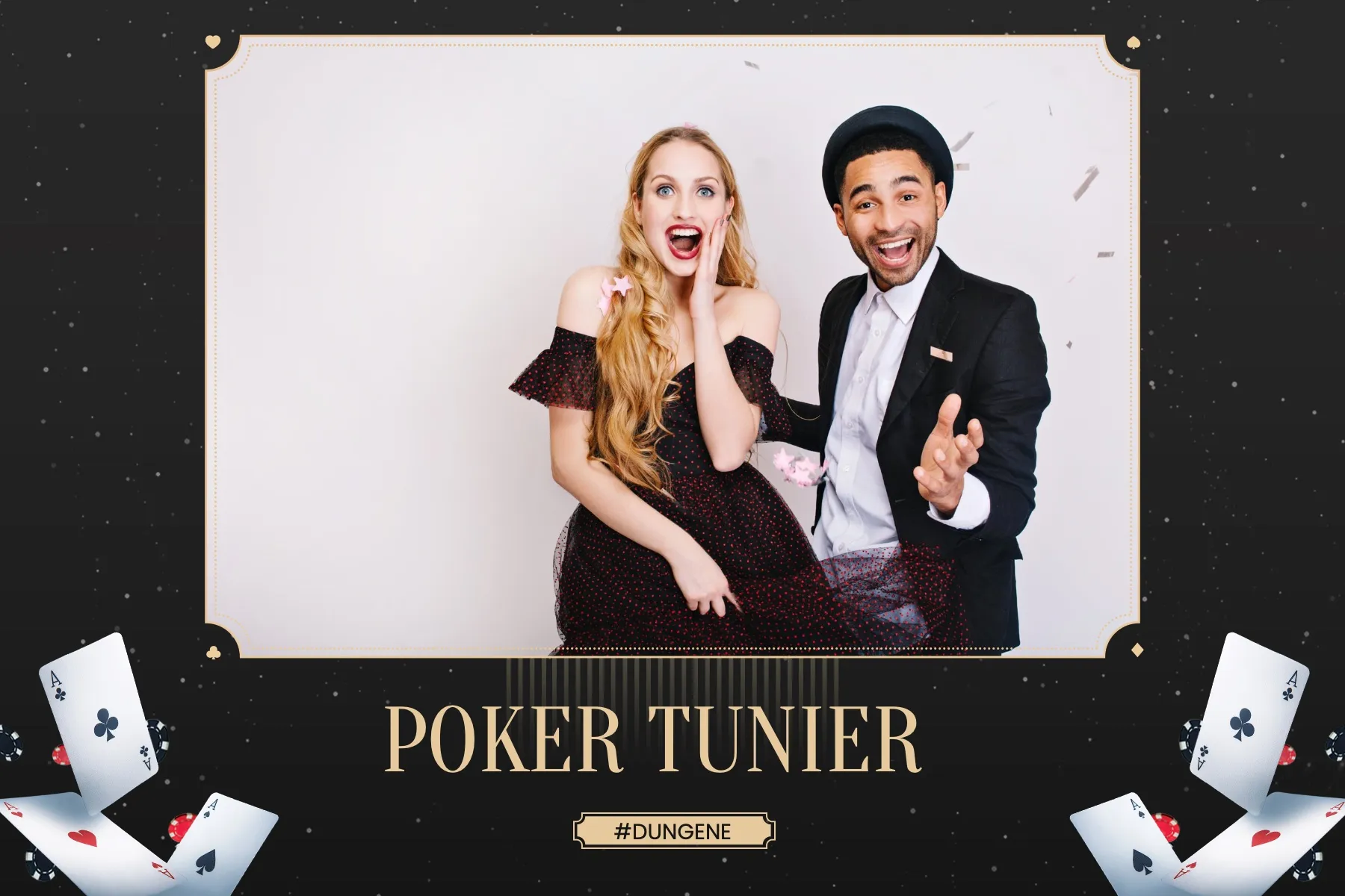 Fotobox Layout Pokerabend im Standard-Format – Stilvolles Pokerdesign in Schwarz und Gold für den Herrenabend