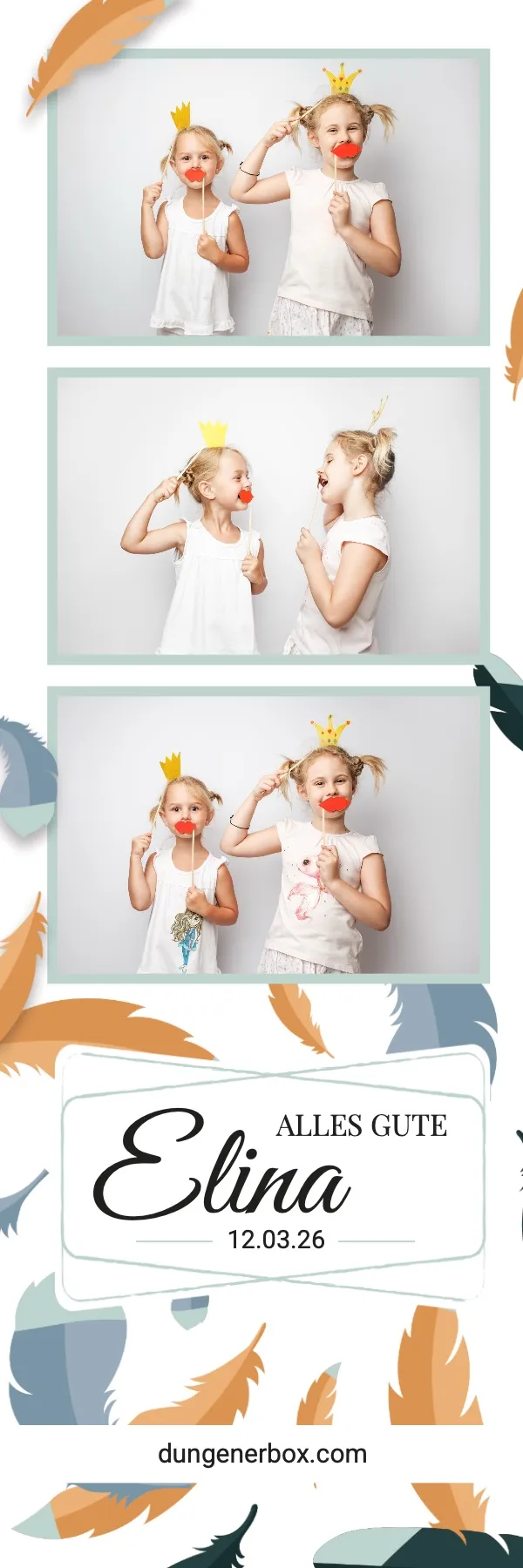 Fotobox Layout Geburtstag Klassisch im Streifen-Format – Zeitloses Geburtstagsdesign mit eleganter Typografie