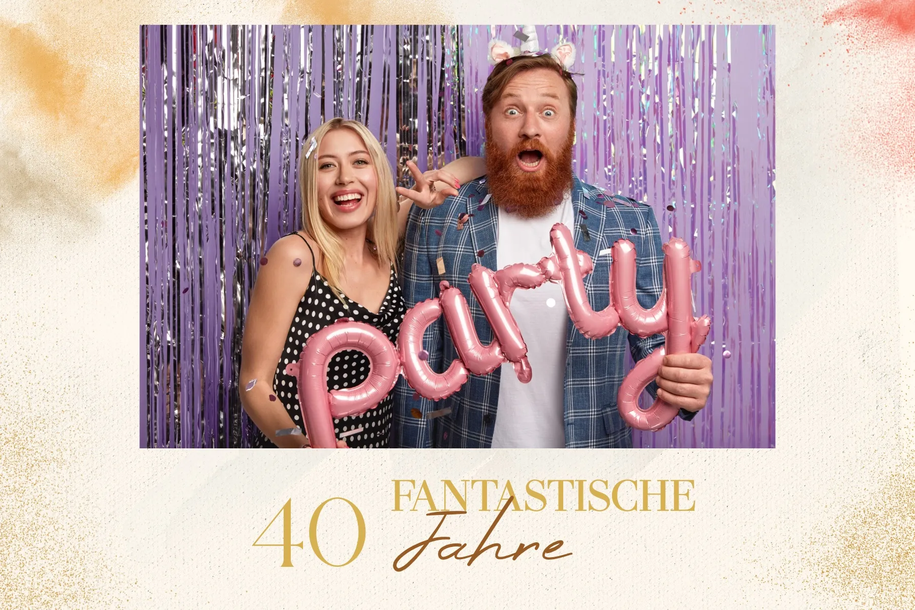 Fotobox Layout Marmor & Glitzer im Standard-Format – Glamouröses Gold-Design mit Glitzerakzenten auf hellem Marmor für stilvolle Geburtstagsfeiern