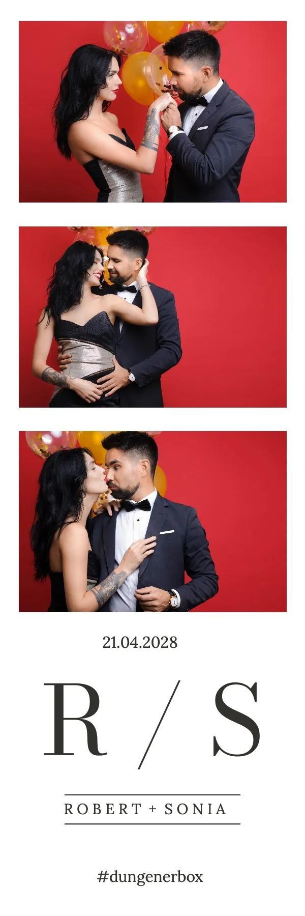 Fotobox Layout Initialen & Liebe im Streifen-Format – Personalisiertes Hochzeitsdesign mit Platz für eure Initialen