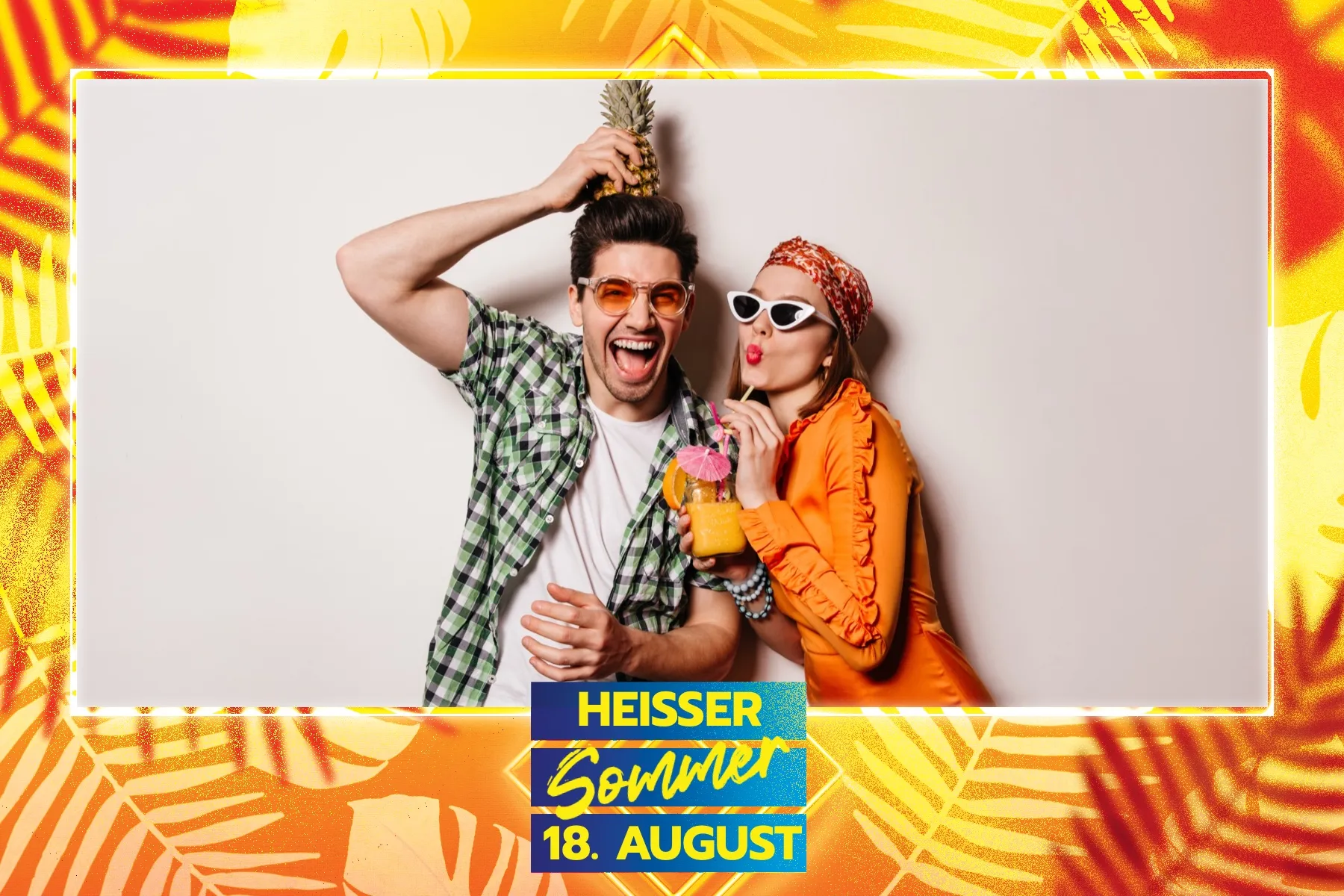 Fotobox Layout Sommerspaß im Standard-Format – Fröhliches Sommerdesign mit Sonnenschein und leuchtenden Farben