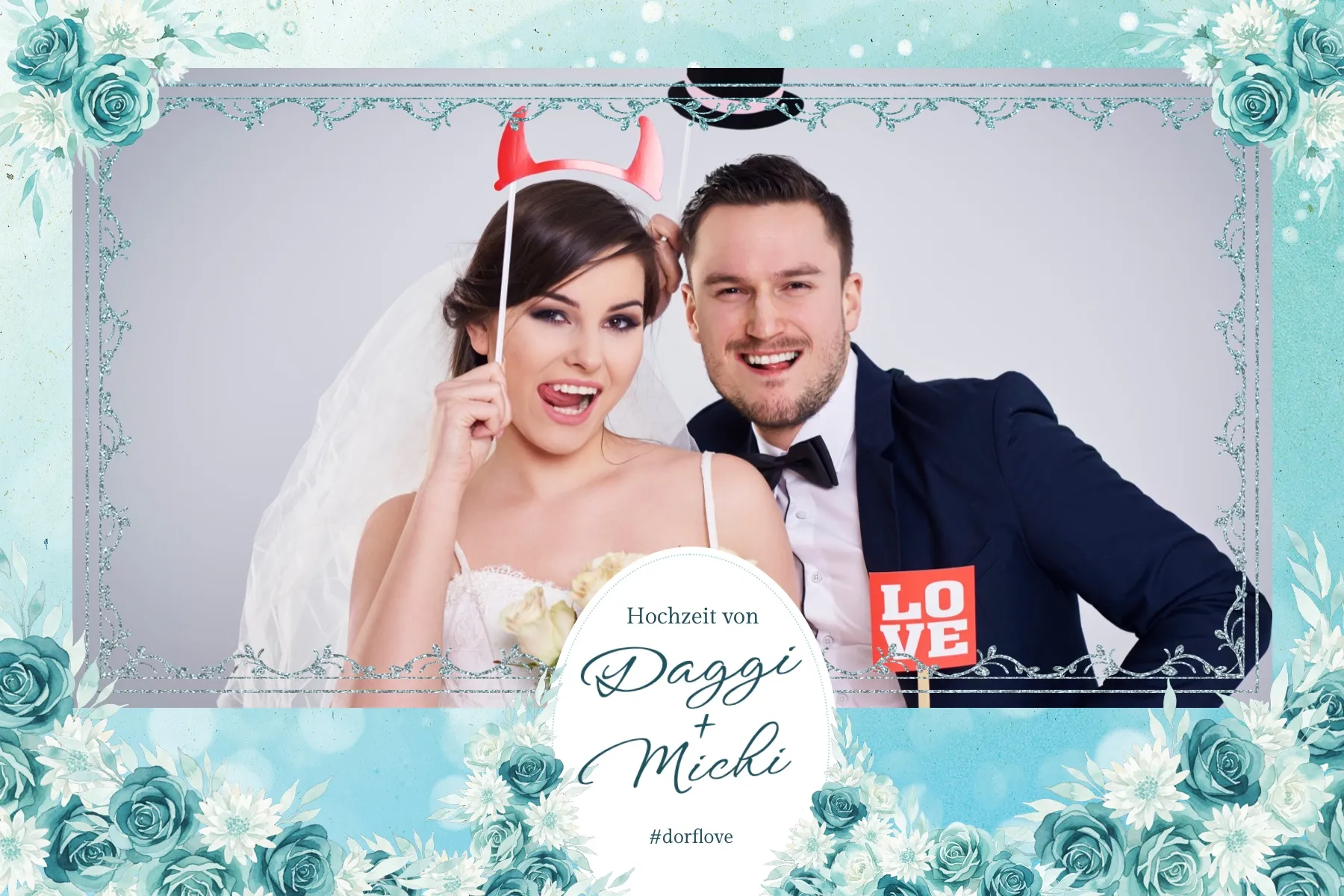 Fotobox Layout Windsong im Standard-Format – Luftiges Hochzeitsdesign mit fließender Windsong-Kalligrafie