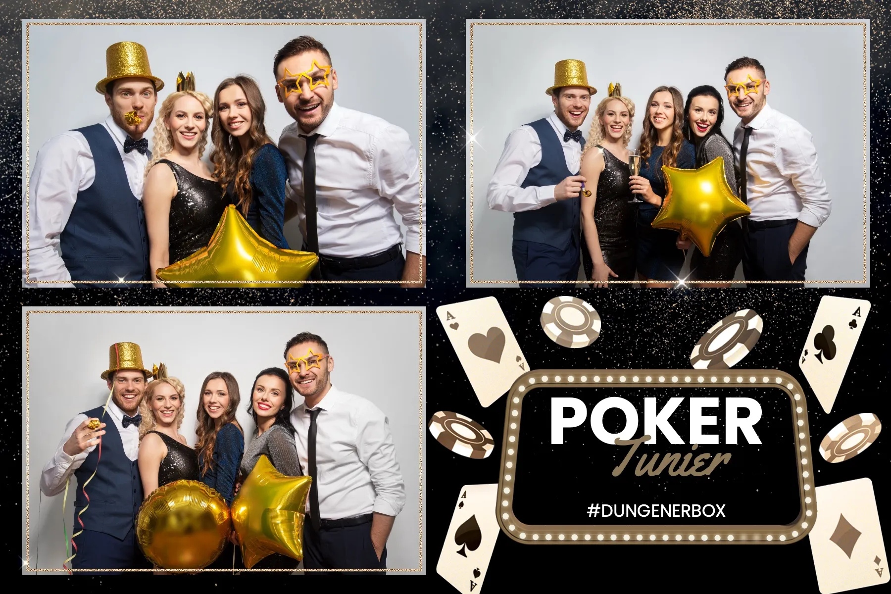 Fotobox Layout Poker Vintage im Standard-Format – Retro-Casino-Design im Stil der goldenen Las-Vegas-Ära