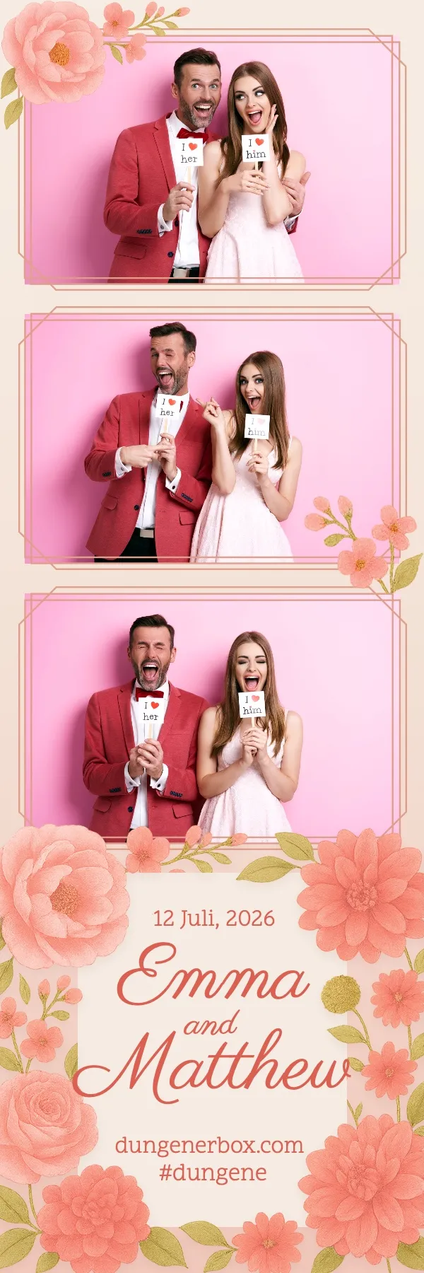 Fotobox Layout Parisienne im Streifen-Format – Französisch inspiriertes Hochzeitsdesign mit Pariser Charme