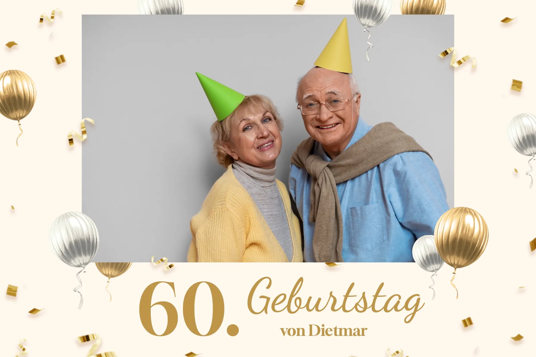 Fotobox Layout Diamantene Feier im Standard-Format – Festliches Design mit goldenen Akzenten für den 60. Geburtstag