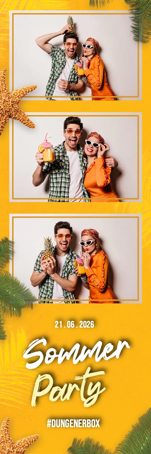 Fotobox Layout Neon-Sommer im Streifen-Format – Knalliges Sommerdesign mit Neonfarben und Party-Vibes