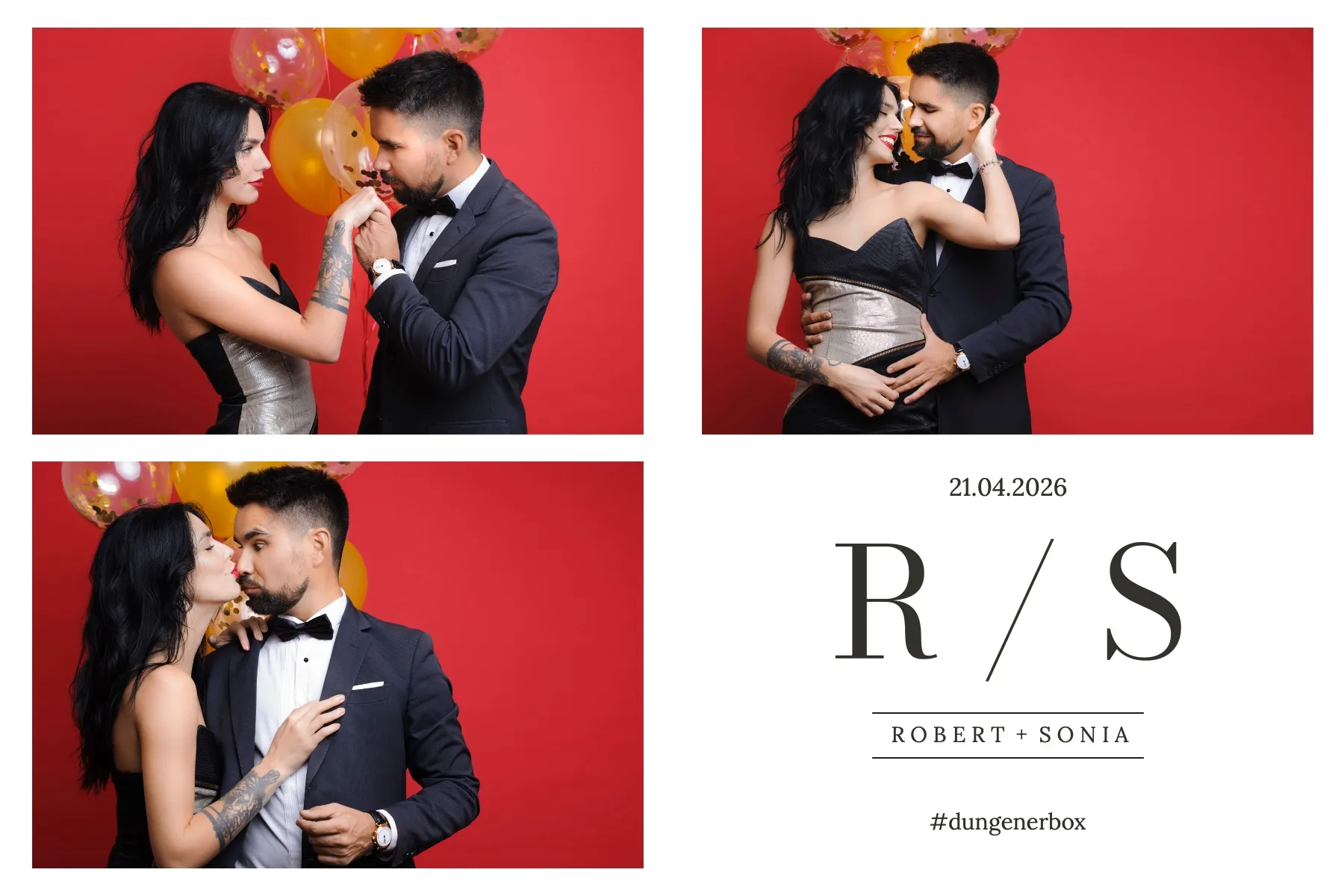 Fotobox Layout Initialen & Liebe im Standard-Format – Personalisiertes Hochzeitsdesign mit Platz für eure Initialen