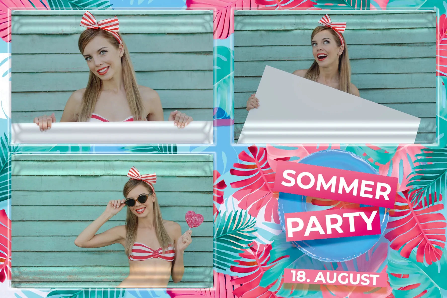 Fotobox Layout Sommer Modern im Standard-Format – Modernes Sommerdesign mit grafischen Mustern und frischen Farben