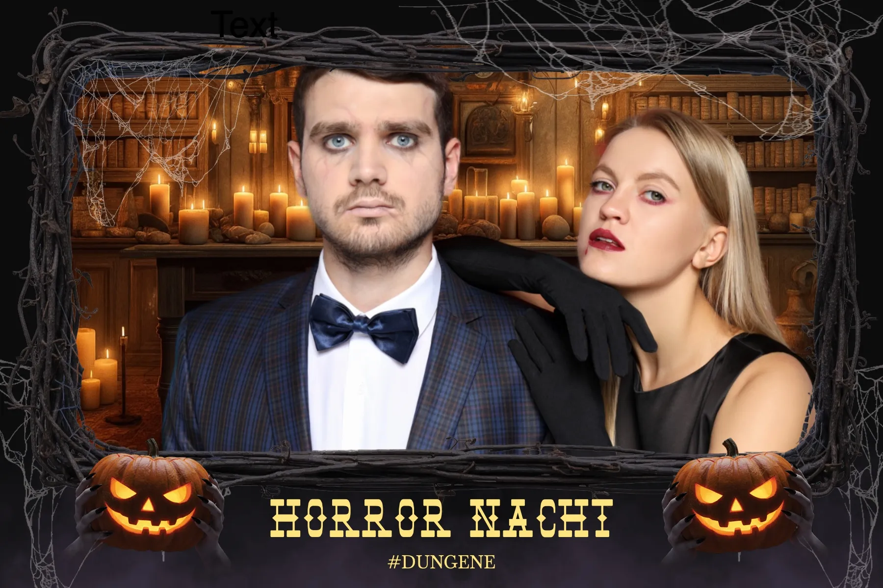 Fotobox Layout Gruselnacht im Standard-Format – Düstere Halloween-Nacht mit Spukhaus und Vollmond
