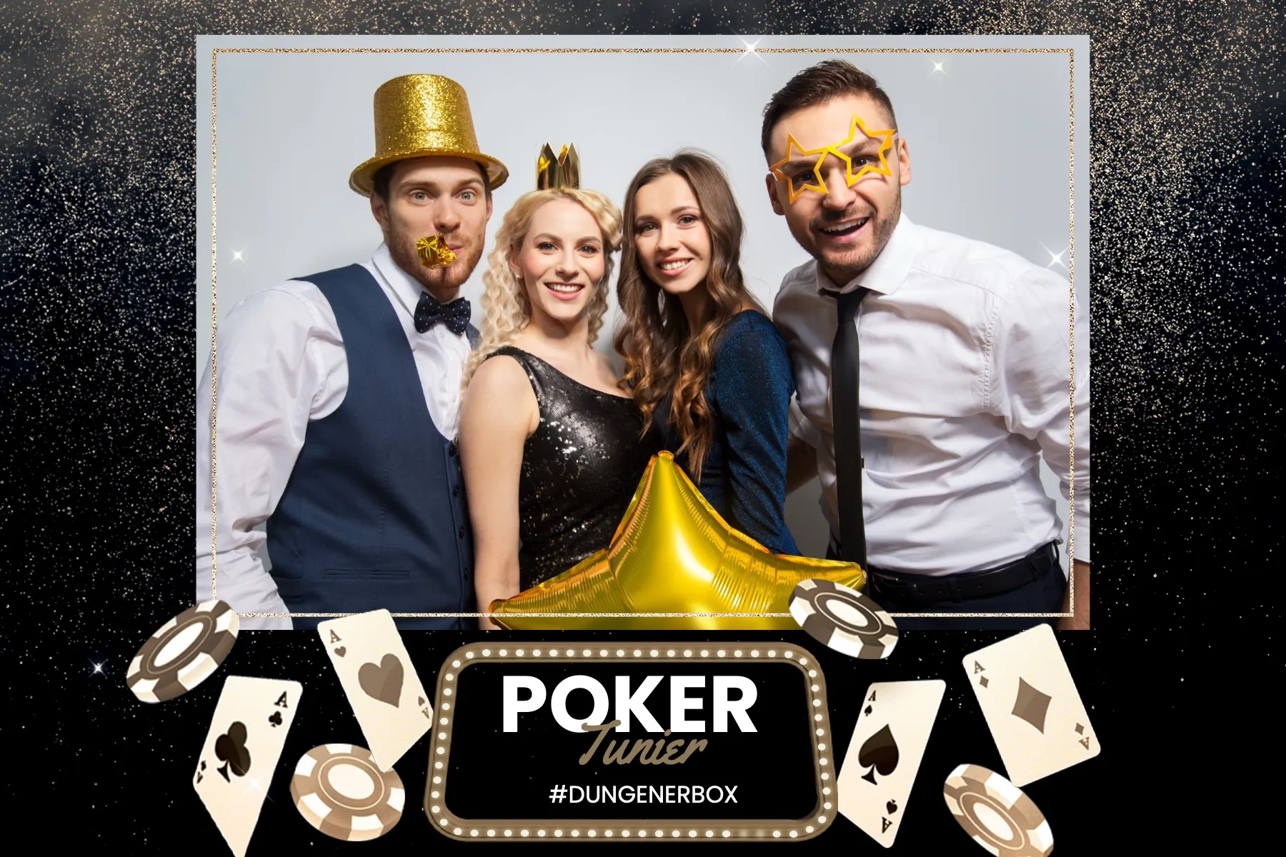 Fotobox Layout Poker Vintage im Standard-Format – Retro-Casino-Design im Stil der goldenen Las-Vegas-Ära