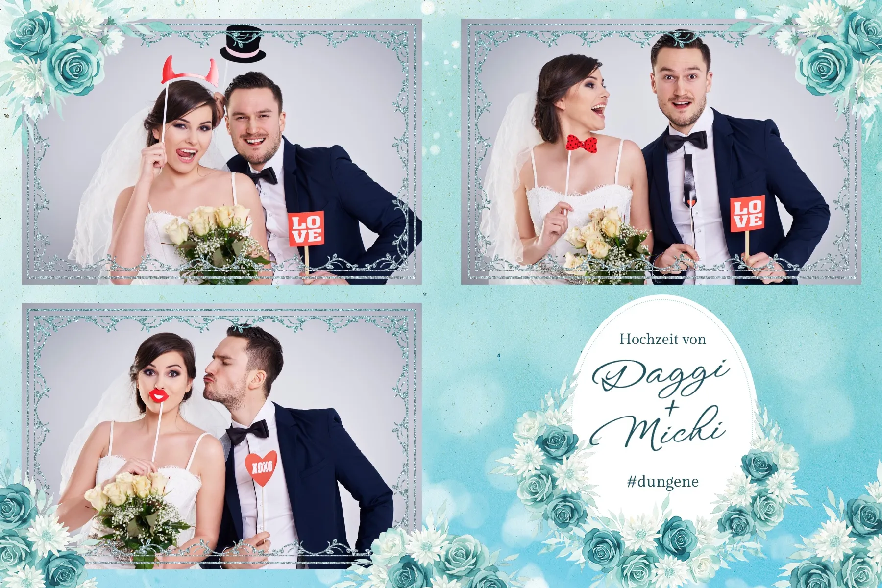 Fotobox Layout Windsong im Standard-Format – Luftiges Hochzeitsdesign mit fließender Windsong-Kalligrafie