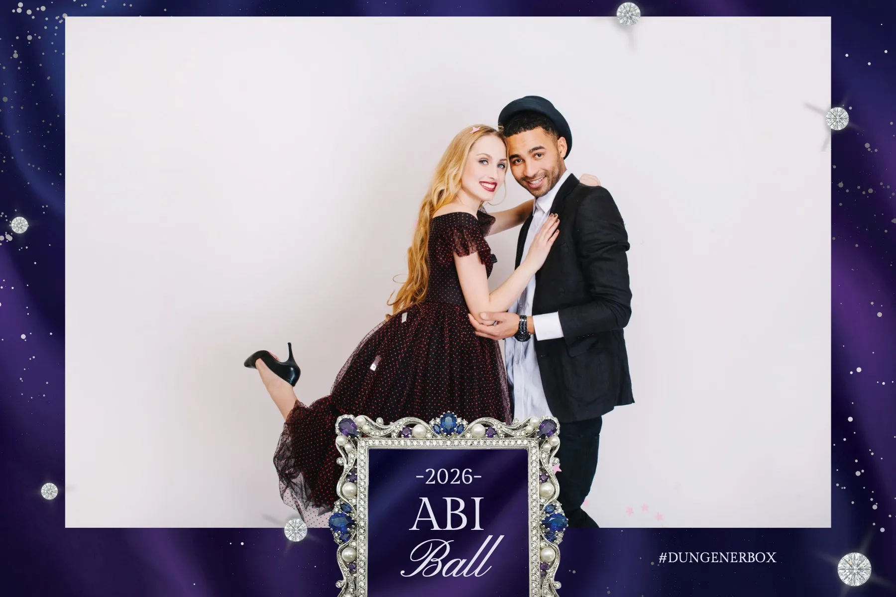 Fotobox Layout Abschlussball Elegant im Standard-Format – Schickes Balldesign mit Glitzer und edler Typografie