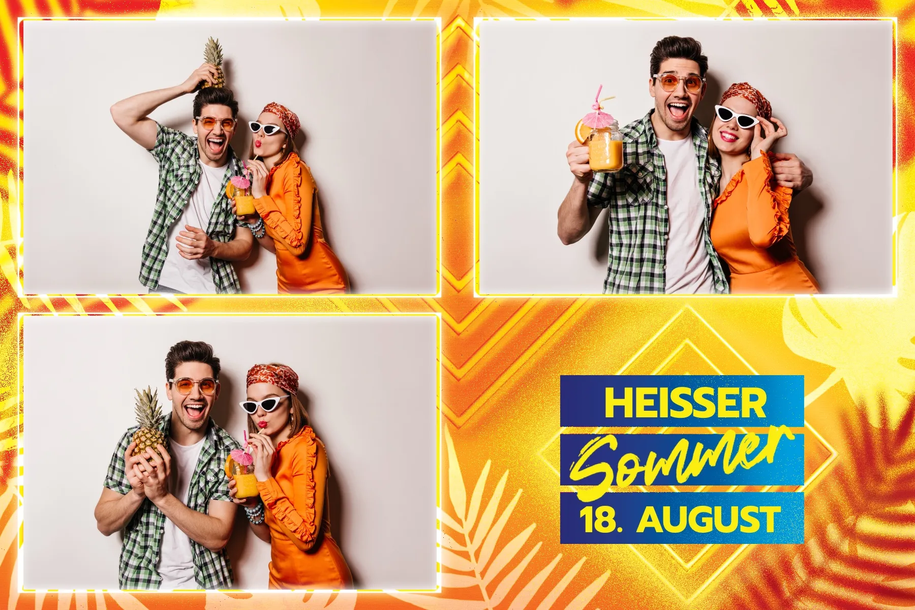 Fotobox Layout Sommerspaß im Standard-Format – Fröhliches Sommerdesign mit Sonnenschein und leuchtenden Farben