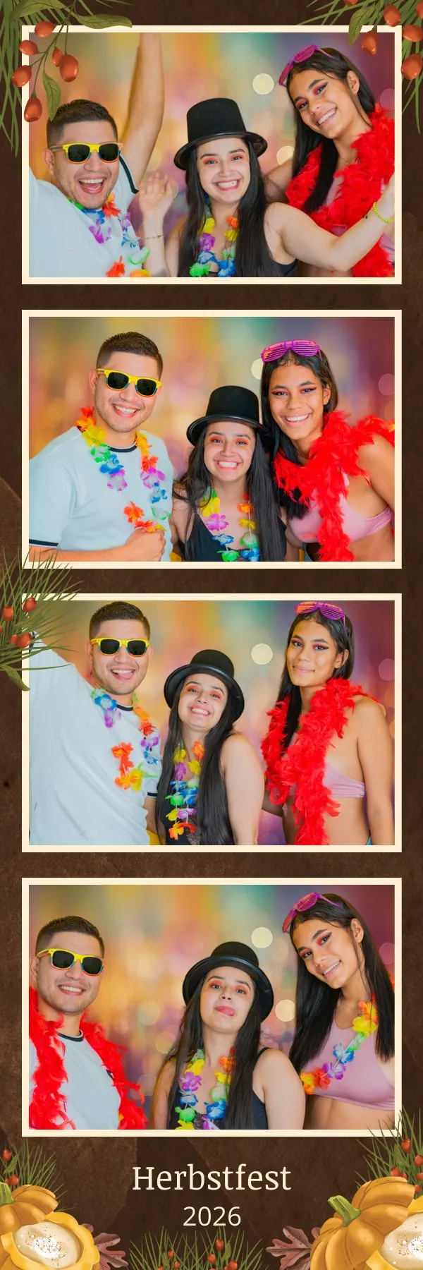 Fotobox Layout Herbstfest Klassisch im Streifen-Format – Rustikales Herbstdesign mit Erntedank-Motiven und warmem Farbton